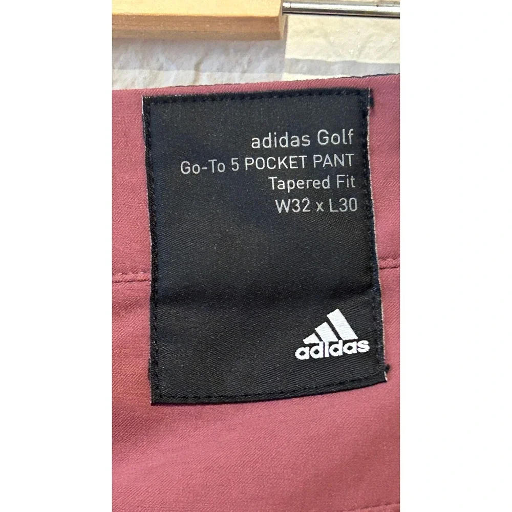 Adidas Golf Go-To 5 Pocket Pants 32 Burgundy Collin Morikawa Player-Issued 07/22